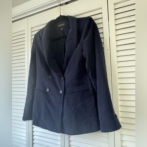 Something Navy Double-Breasted Blazer in Deep Blue